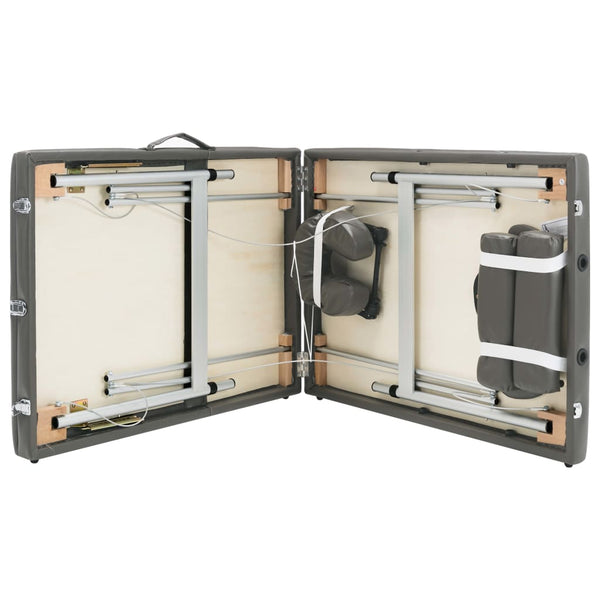 vidaXL Table de massage 3 zones cadre aluminium anthracite 186x68 cm