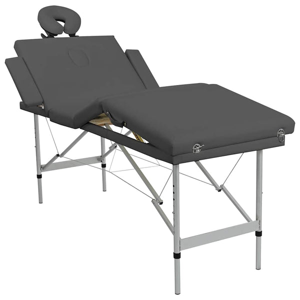 Massagetisch 4 Zonen Anthrazit 186x68 cm