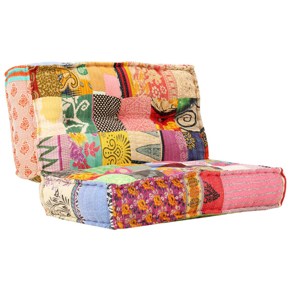 Pouf 100x100x20 cm Patchwork Stoff