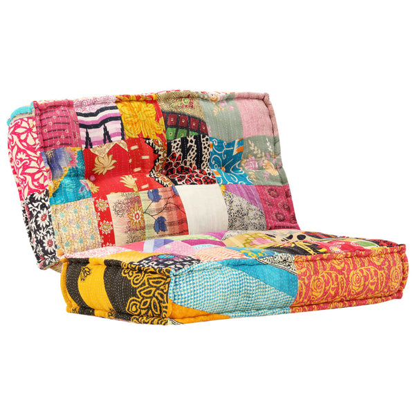 Pouf 100x100x20 cm Patchwork Stoff