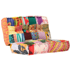 Pouf 100x100x20 cm Patchwork Stoff