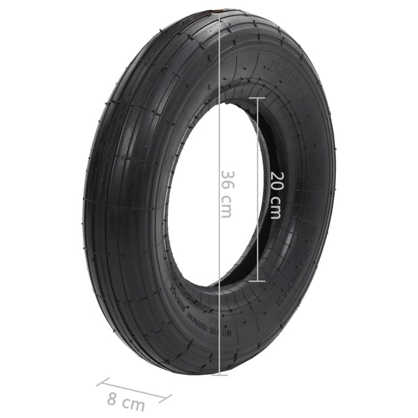 4-tlg. Schubkarrenreifen und Schlauch-Set 3.50-8 4PR Gummi