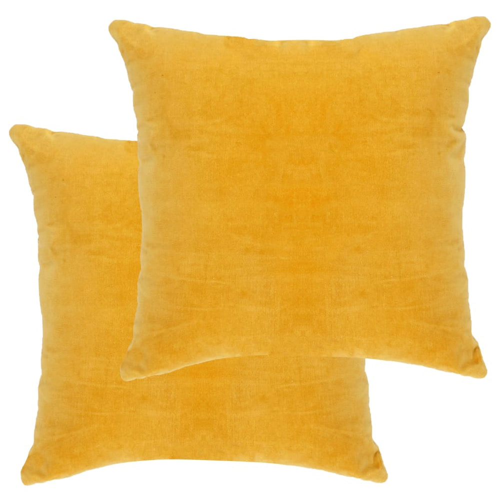 vidaXL Coussins velours de coton 2 pcs 45x45 cm Jaune