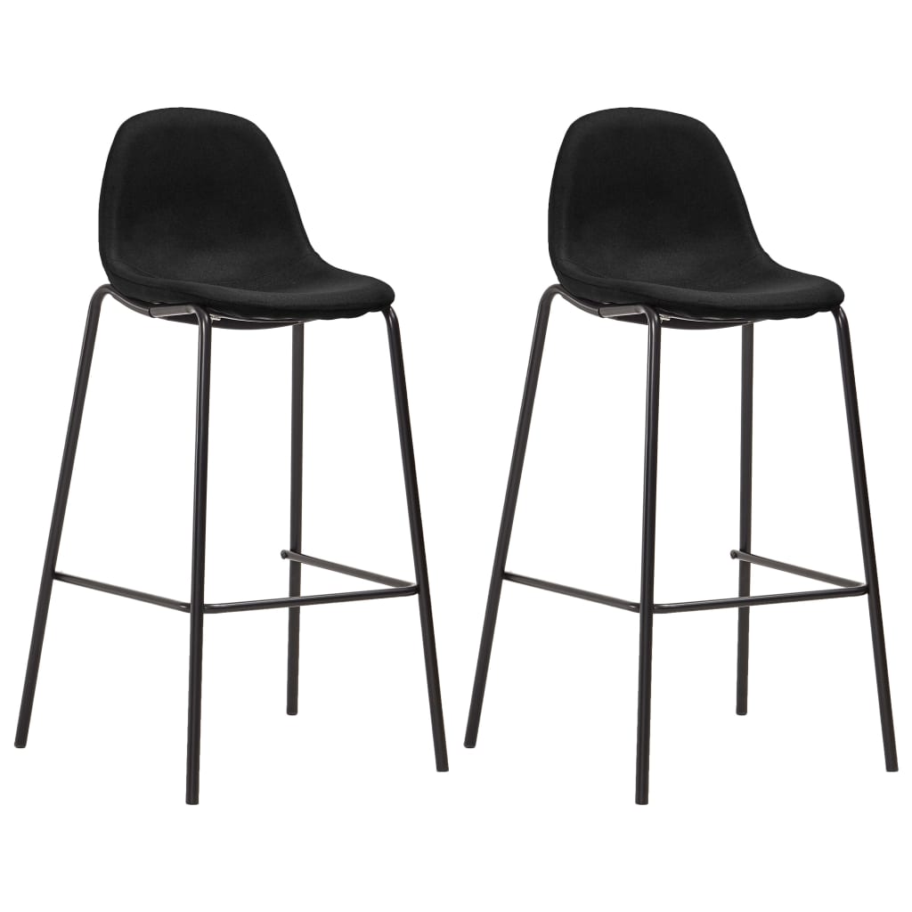 vidaXL Tabourets de bar 2 pcs Noir Tissu