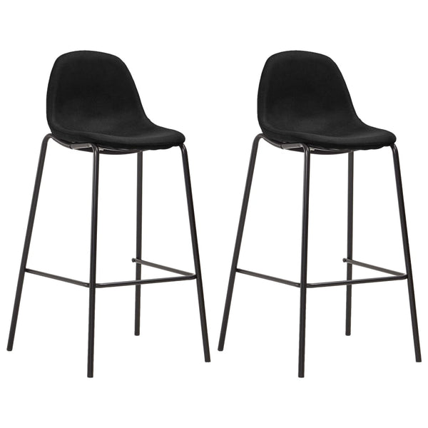 vidaXL Tabourets de bar 2 pcs Noir Tissu