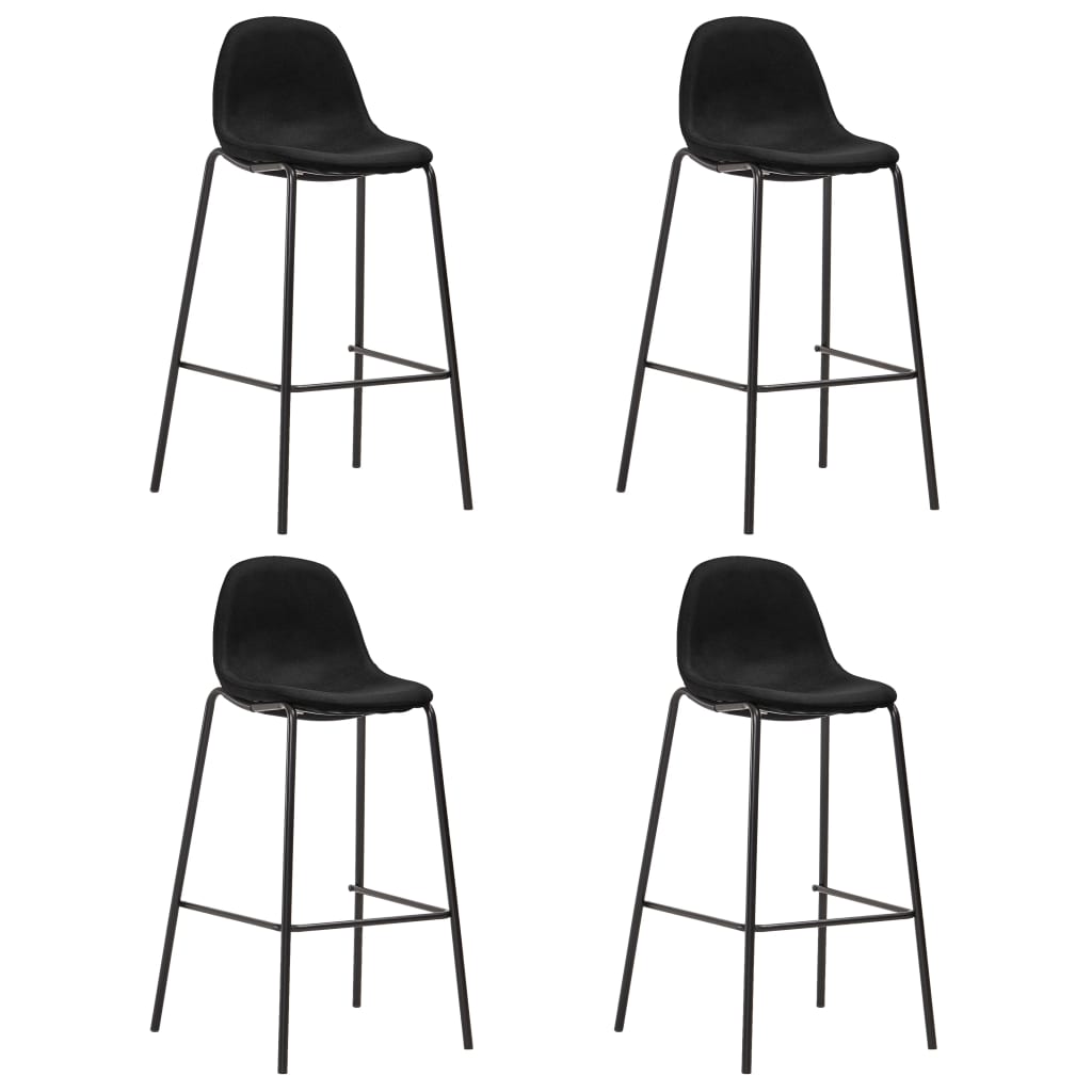 vidaXL Tabourets de bar 4 pcs Noir Tissu