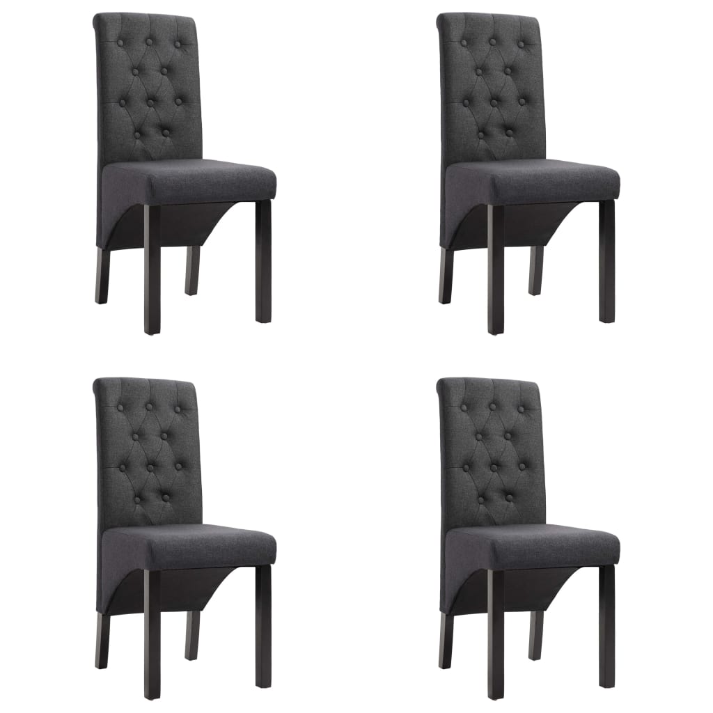 vidaXL Chaises de salle à manger 4 pcs Gris foncé Tissu