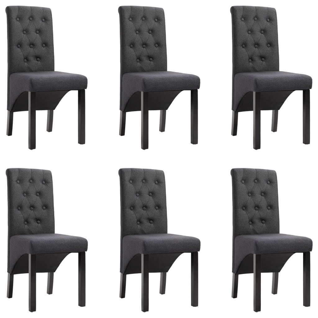 vidaXL Chaises de salle à manger 6 pcs Tissu gris foncé