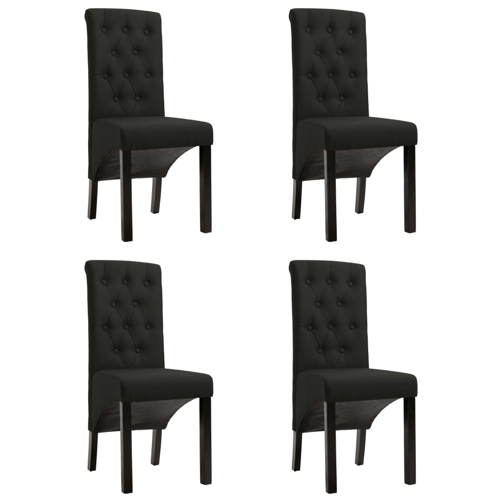 vidaXL Chaises de salle à manger 4 pcs Tissu noir