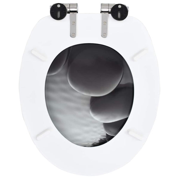 Toilettensitze 2 Stk. mit Soft-Close-Deckel MDF Stein-Design