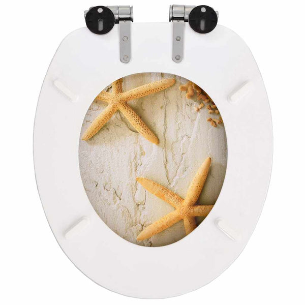 Toilettensitze 2 Stk. mit Soft-Close-Deckel MDF Seestern-Design