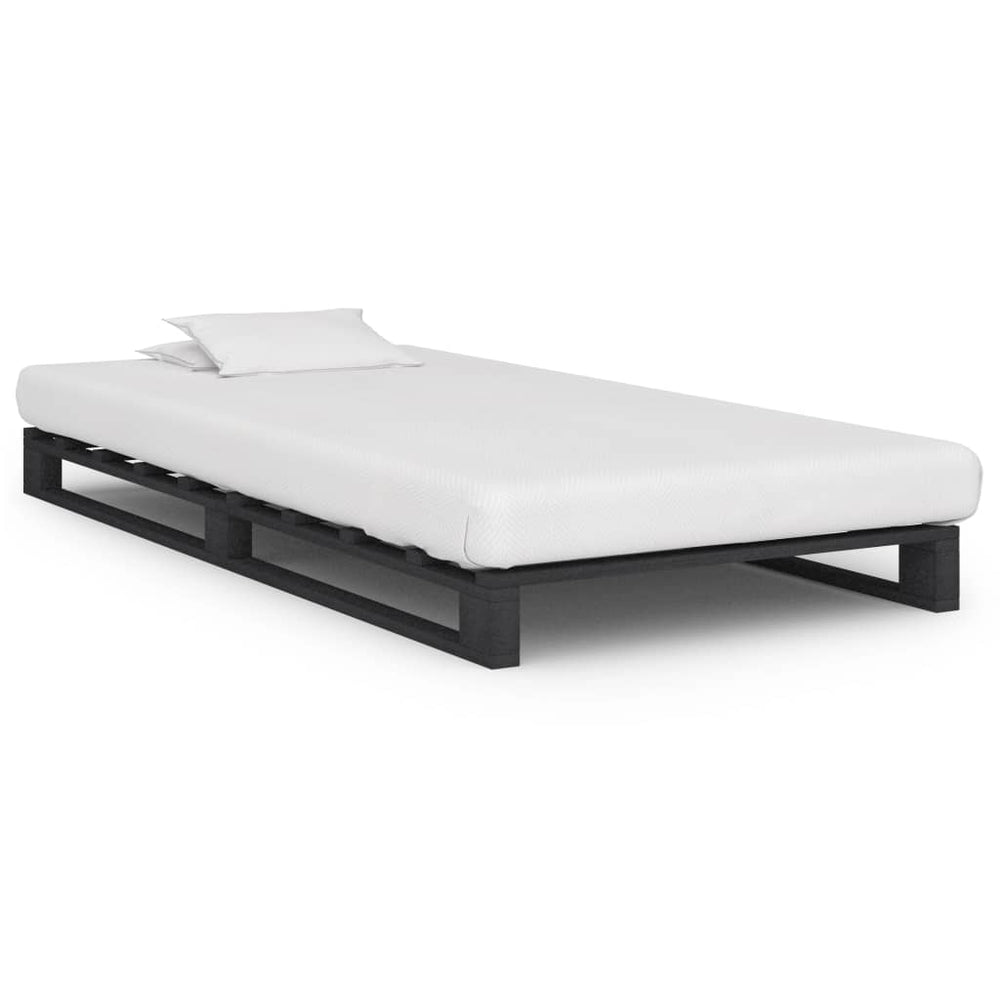 vidaXL Pallet Bed Grey Solid Pine Wood 90x200 cm