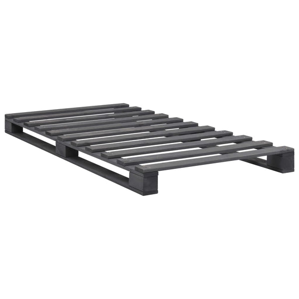 Palettenbett Grau Massivholz Kiefer 100×200 cm