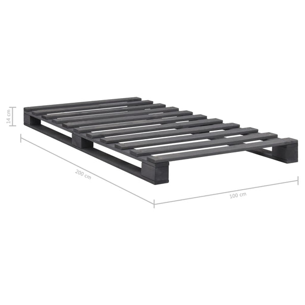 Palettenbett Grau Massivholz Kiefer 100×200 cm
