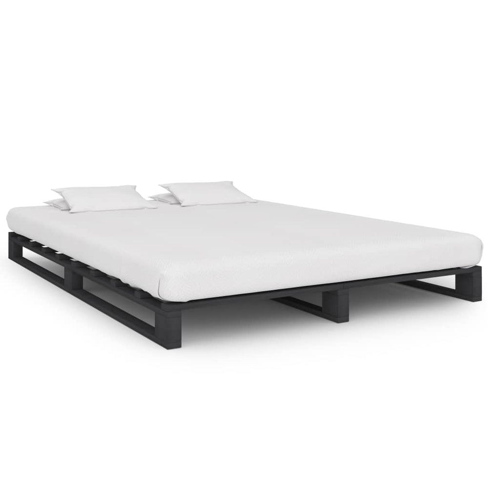 vidaXL Pallet Bed Grey Solid Pine Wood 140x200 cm