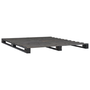 Palettenbett Grau Massivholz Kiefer 140×200 cm
