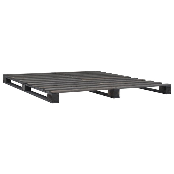 Palettenbett Grau Massivholz Kiefer 140×200 cm