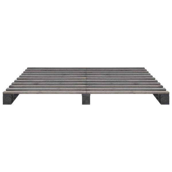 Palettenbett Grau Massivholz Kiefer 160×200 cm