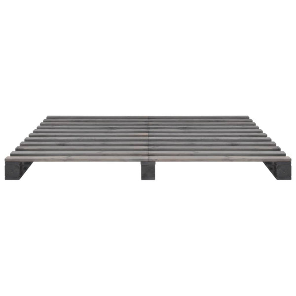 Palettenbett Grau Massivholz Kiefer 200×200 cm