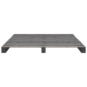 Palettenbett Grau Massivholz Kiefer 200×200 cm