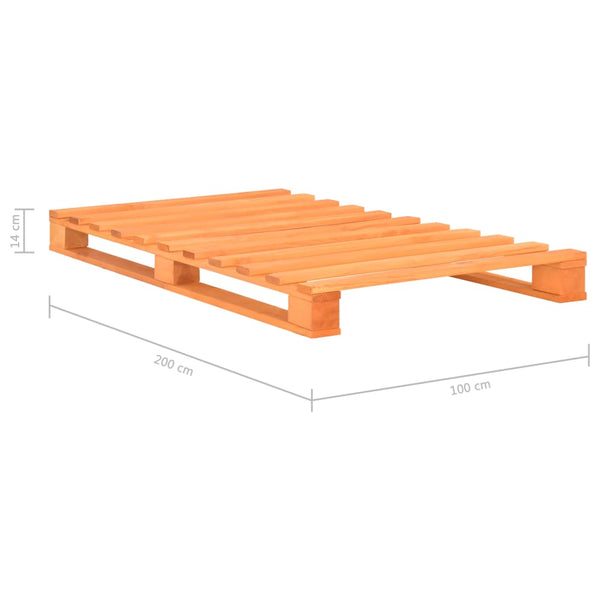 vidaXL Lit palette marron Bois de pin massif 100x200 cm