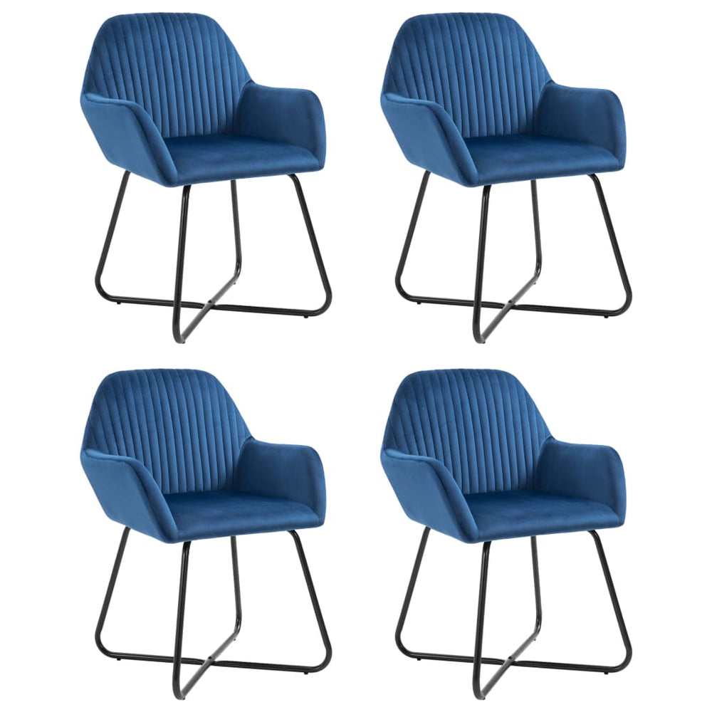 Esszimmerstühle 4 Stk. Blau Samt