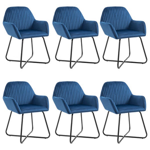 vidaXL Dining Chairs 6 pcs Blue Velvet
