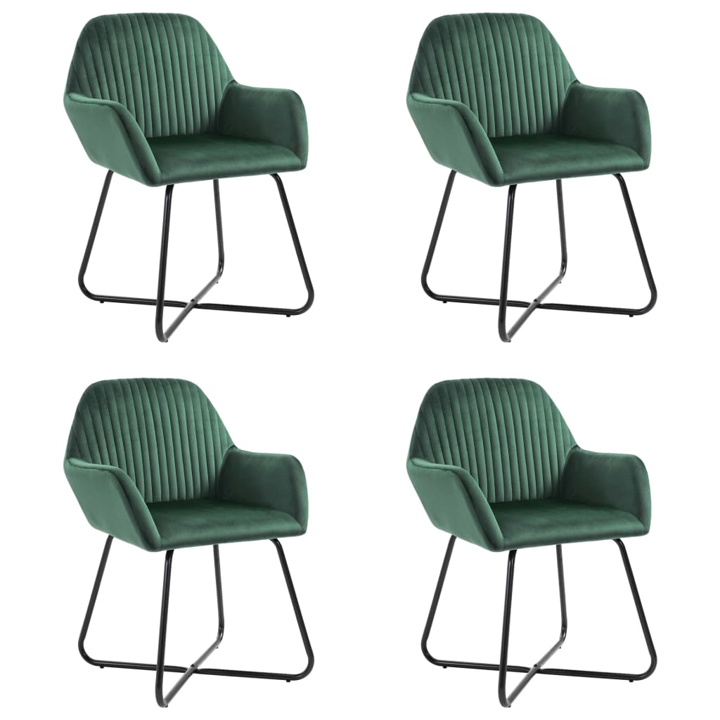 vidaXL Chaises de salle à manger 4 pcs Vert velours