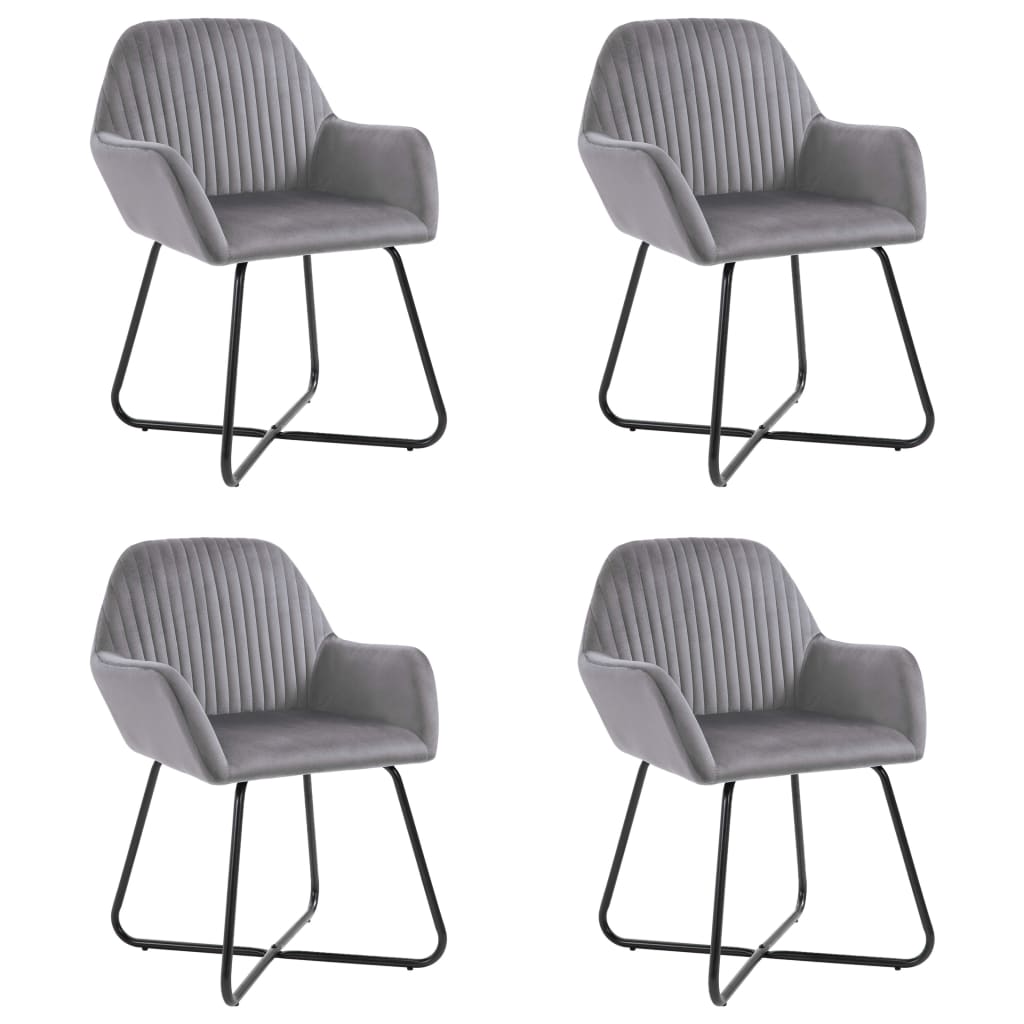 vidaXL Dining Chairs 4 pcs. Grey Velvet