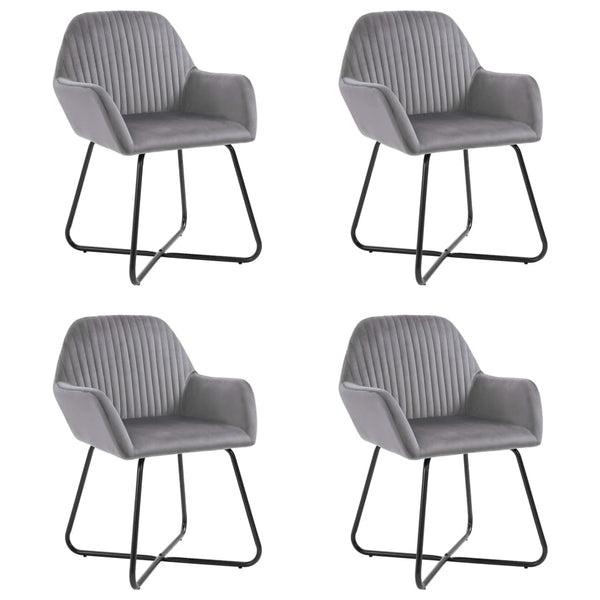 vidaXL Dining Chairs 4 pcs. Grey Velvet