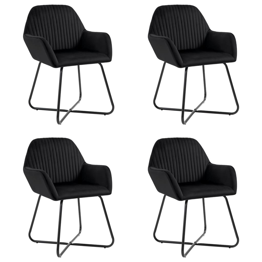 vidaXL Chaises de salle à manger 4 pcs Velours noir