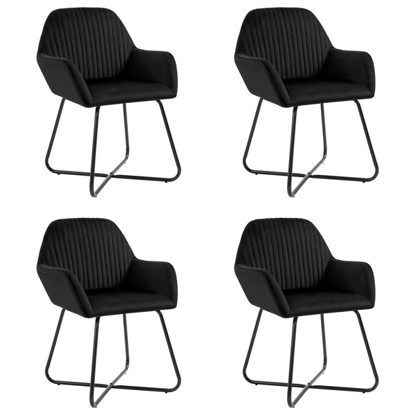 vidaXL Chaises de salle à manger 4 pcs Velours noir