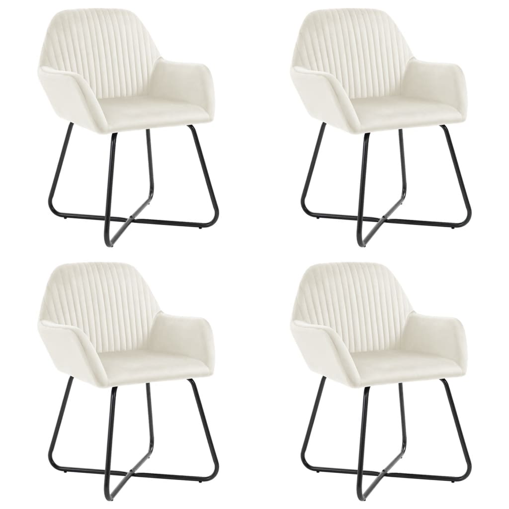 vidaXL Chaises de salle à manger 4 pcs Crème Velours