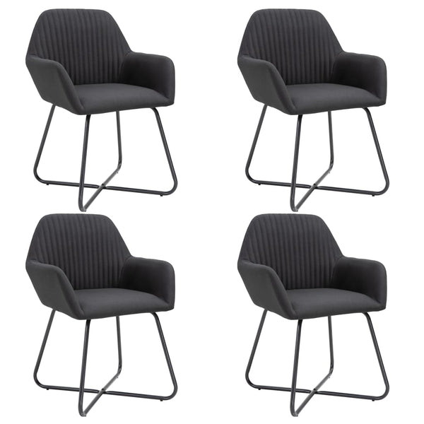 vidaXL Chaises de salle à manger 4 pcs Tissu noir