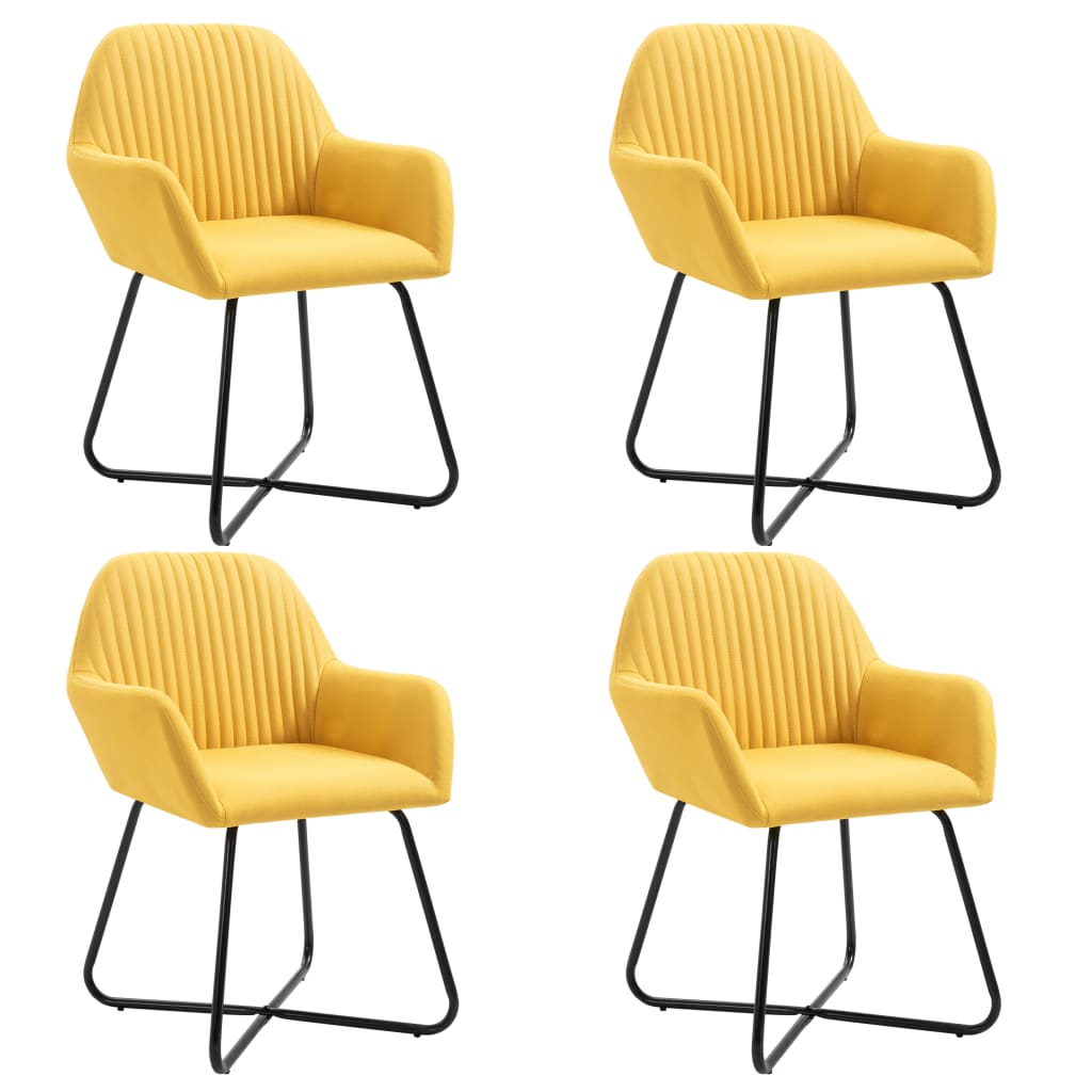 vidaXL Chaises de salle à manger 4 pcs Tissu jaune