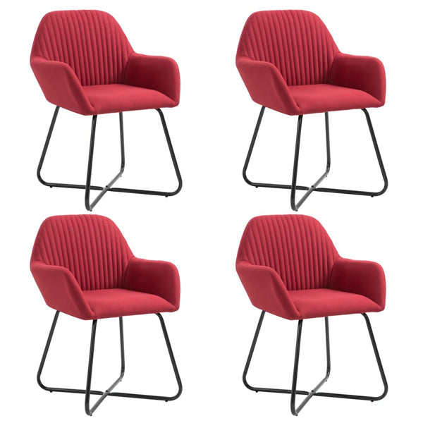 vidaXL Chaises de salle à manger 4 pcs Tissu rouge bordeaux