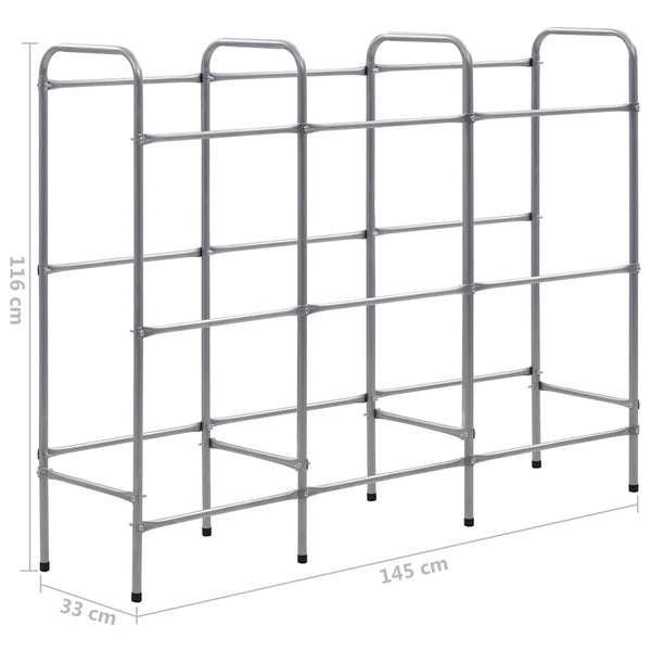 Kistenregal für 9 Kisten Silbern 145x33x116 cm Stahl