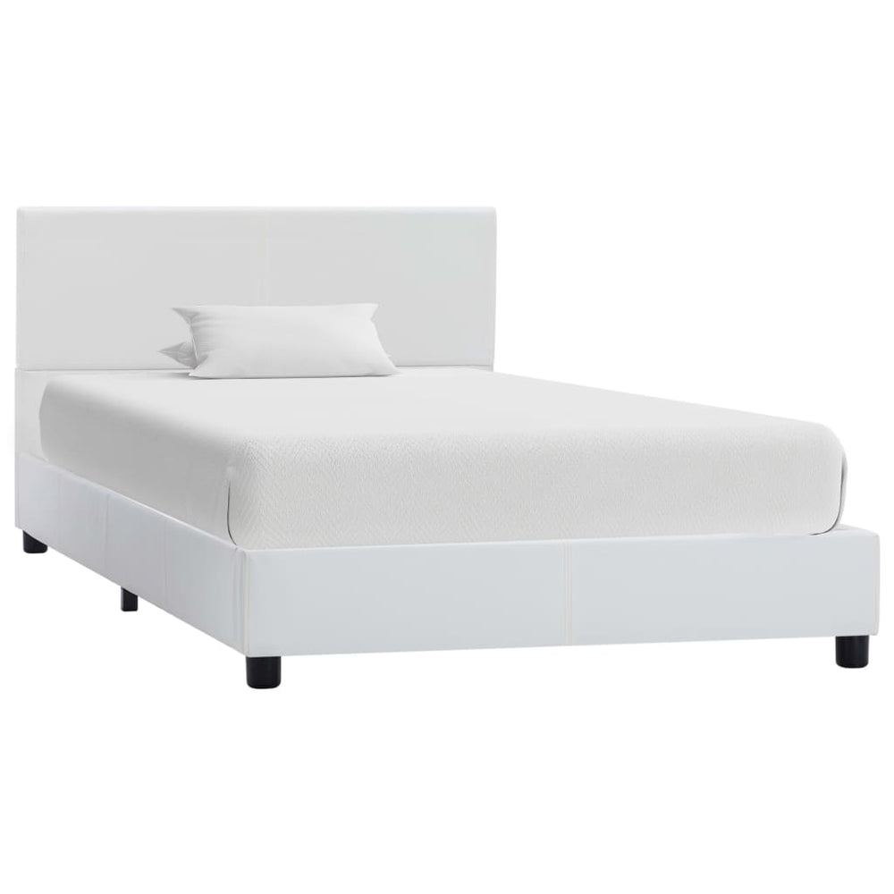 vidaXL Bed Frame White Faux Leather 90x200 cm