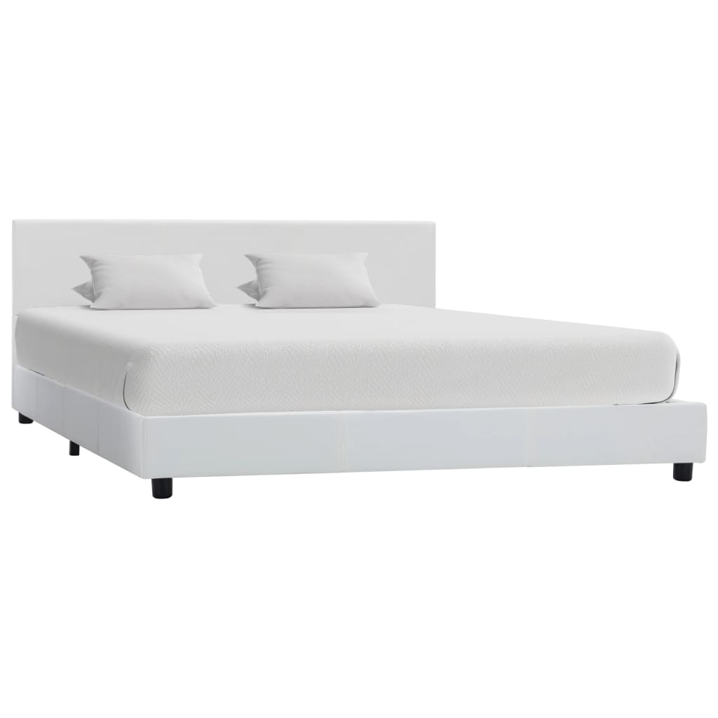 vidaXL Cadre de lit blanc similicuir 160x200 cm