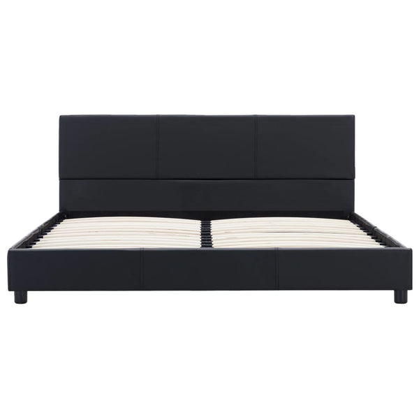 Bettgestell Schwarz Kunstleder 120x200 cm