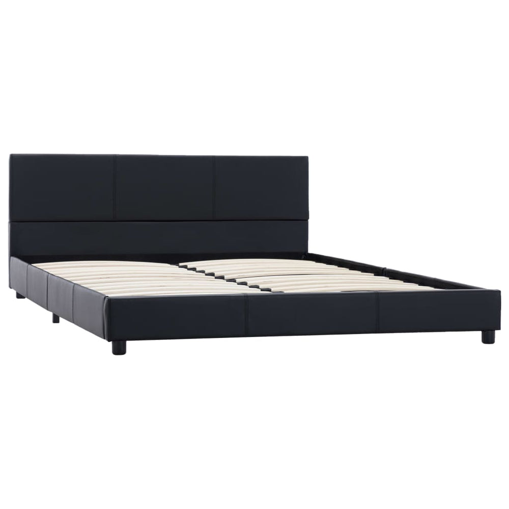 vidaXL Bed Frame Black Artificial Leather 160x200 cm