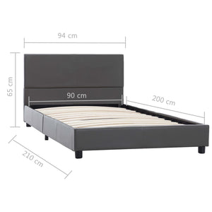 Bettgestell Grau Kunstleder 90x200 cm
