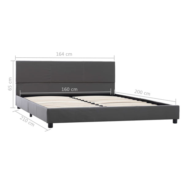 Bettgestell Grau Kunstleder 160x200 cm