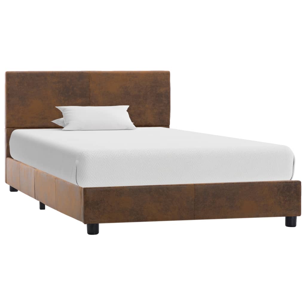 vidaXL Cadre de lit aspect daim marron 90x200 cm