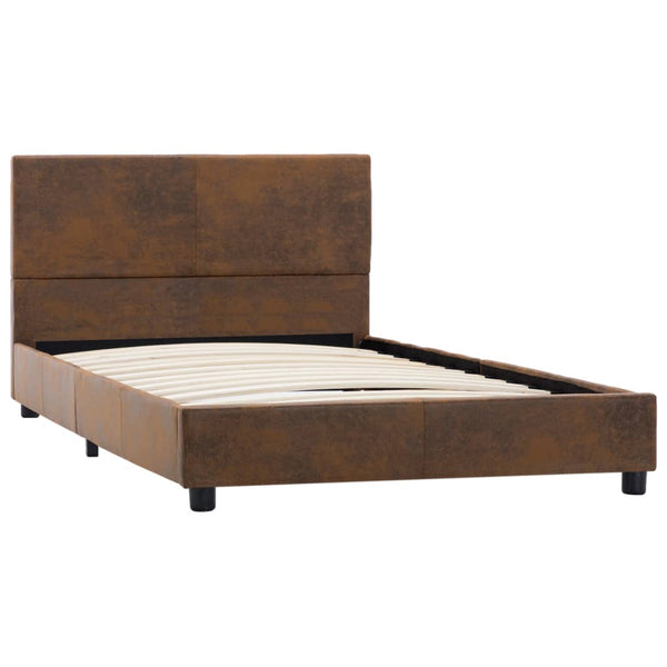 vidaXL Cadre de lit aspect daim marron 90x200 cm