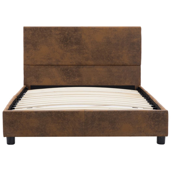 vidaXL Cadre de lit aspect daim marron 90x200 cm
