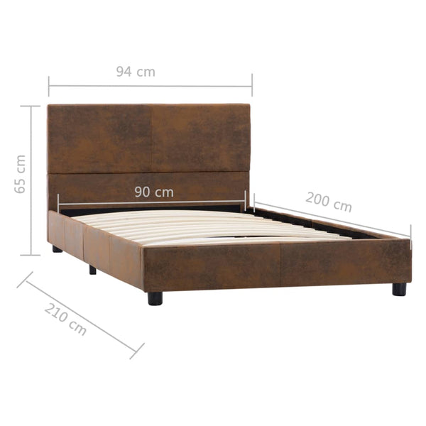 vidaXL Cadre de lit aspect daim marron 90x200 cm