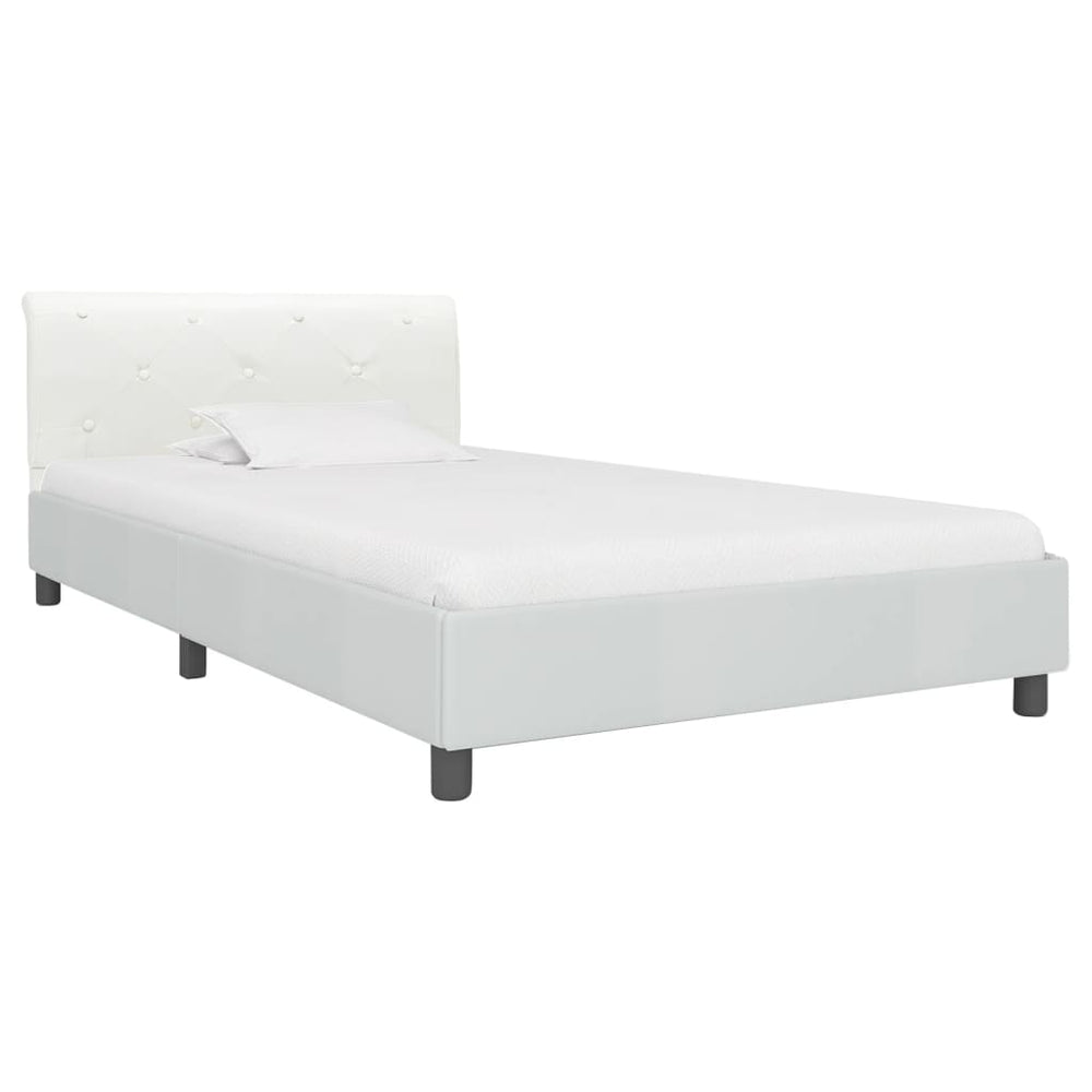 vidaXL Bed Frame White Artificial Leather 100x200 cm
