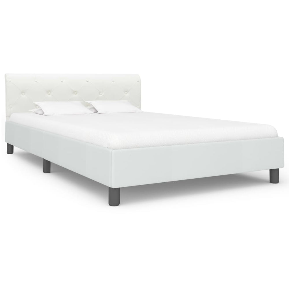 vidaXL Bed Frame White Faux Leather 120 x 200 cm