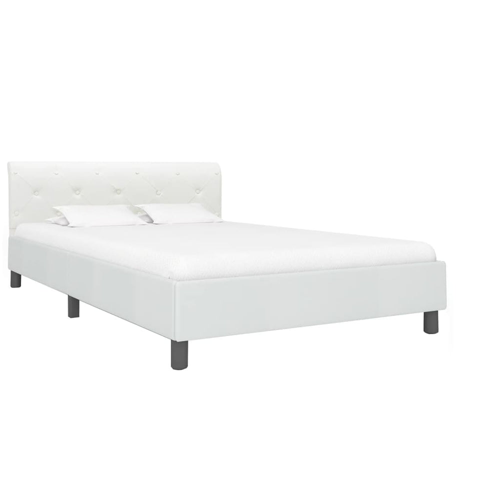 vidaXL Bed Frame White Artificial Leather 140x200 cm